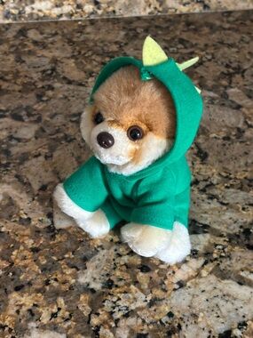 GUND Itty Bitty Boo Plush in Green Hoodie with Cream Fur